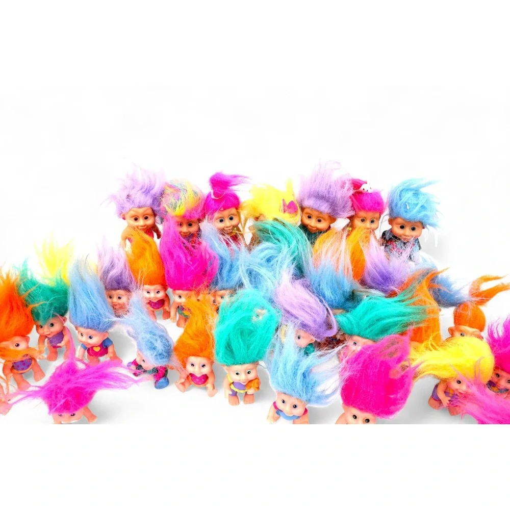 Lot of 25 Small Troll Dolls with Brightly Colored Hair Toy Figurines for‎ Kids